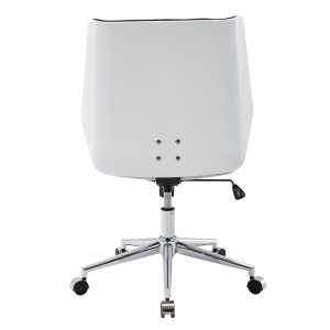 Silla de Oficina IRON en Madera Blanca y Piel color Marrón