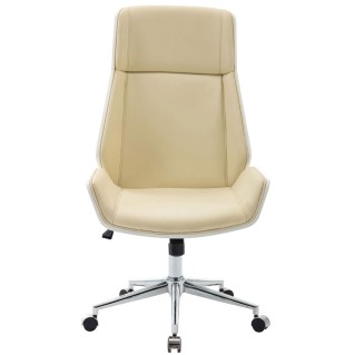 Silla de Oficina KINGSTON en Madera Blanca y Piel color Crema 2