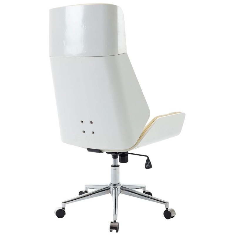 Silla de Oficina KINGSTON en Madera Blanca y Piel color Crema
