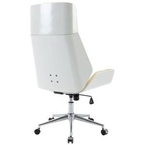 Silla de Oficina KINGSTON en Madera Blanca y Piel color Crema
