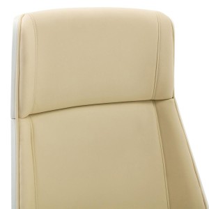 Silla de Oficina KINGSTON en Madera Blanca y Piel color Crema