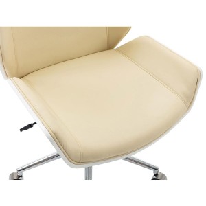 Silla de Oficina KINGSTON en Madera Blanca y Piel color Crema