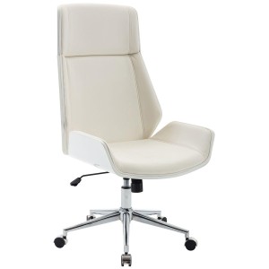 Silla de Oficina KINGSTON en Madera Blanca y Piel color Crema