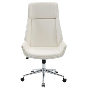 Silla de Oficina KINGSTON en Madera Blanca y Piel color Crema