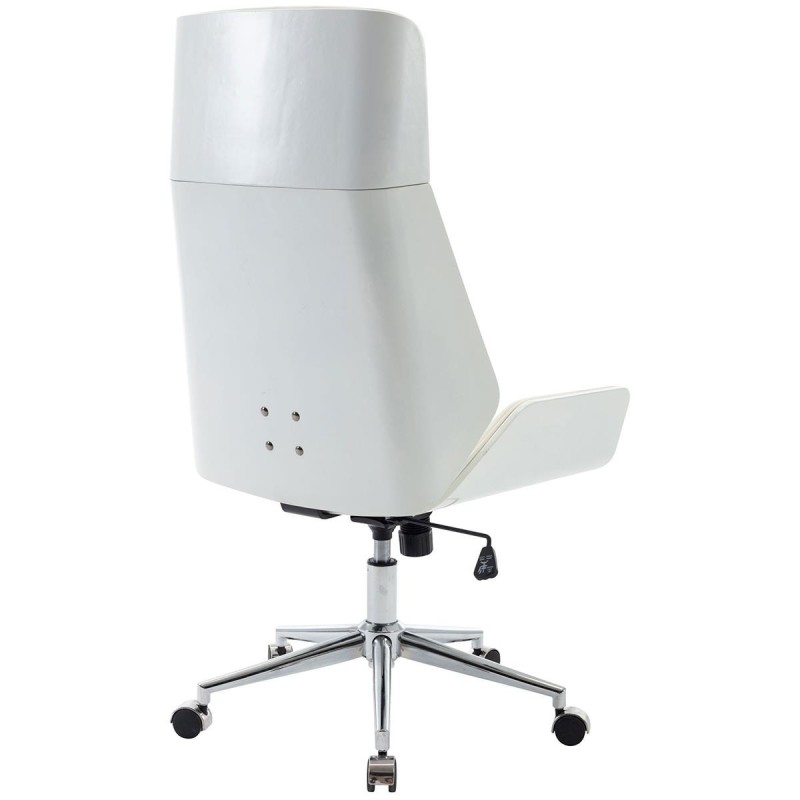 Silla de Oficina KINGSTON en Madera Blanca y Piel color Crema