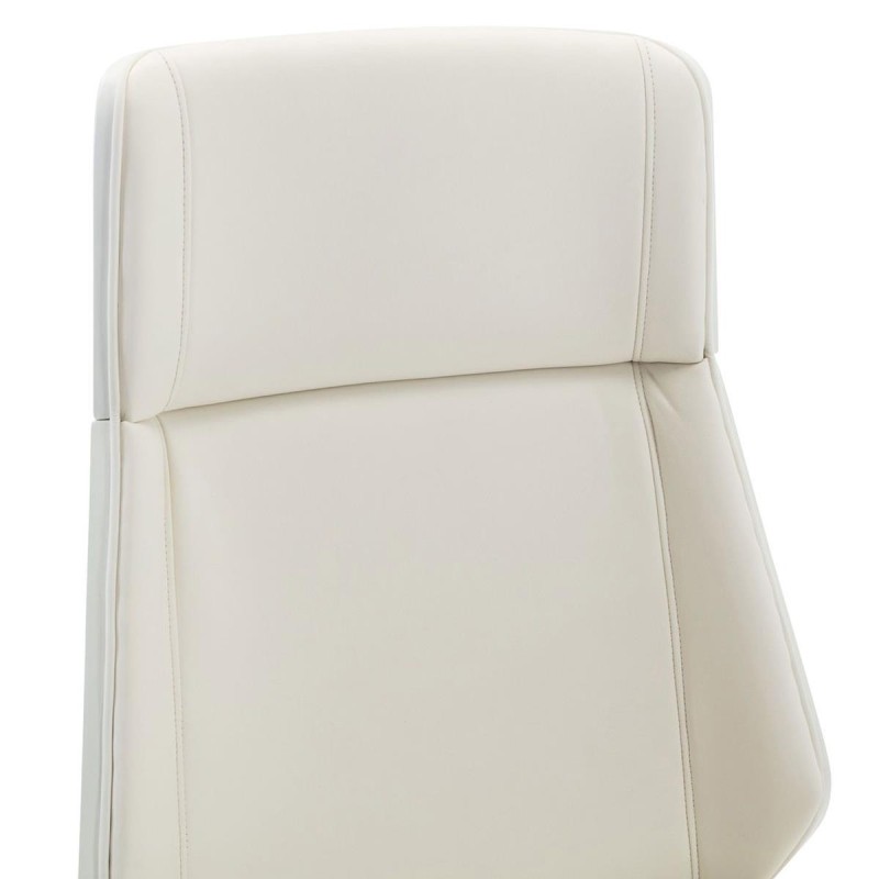 Silla de Oficina KINGSTON en Madera Blanca y Piel color Crema