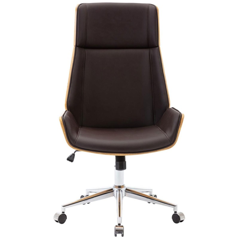 Silla de Oficina KINGSTON en Madera Haya y Piel color Marrón