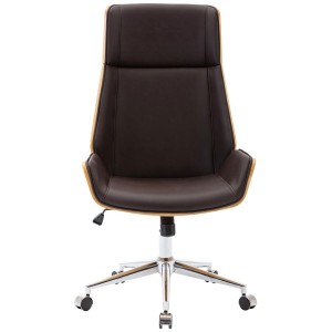 Silla de Oficina KINGSTON en Madera Haya y Piel color Marrón