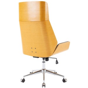 Silla de Oficina KINGSTON en Madera Haya y Piel color Marrón