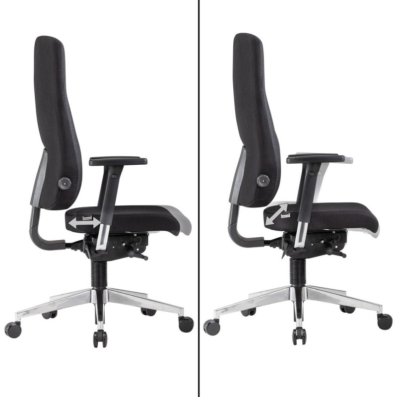 Silla Ergonómica MAGNO, Totalmente Ajustable, en Tela Negra