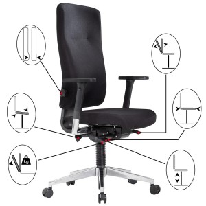 Silla Ergonómica MAGNO, Totalmente Ajustable, en Tela Negra