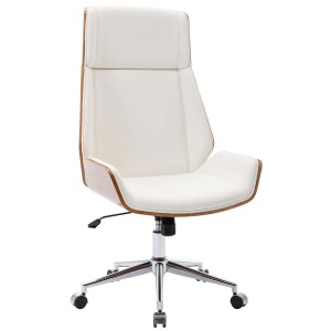 Silla de Oficina KINGSTON en Madera Nogal y Piel color Negro