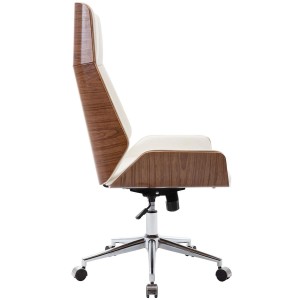 Silla de Oficina KINGSTON en Madera Nogal y Piel color Negro