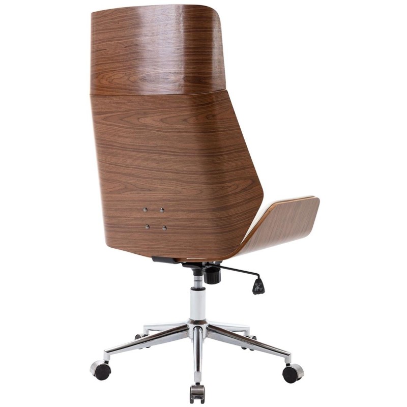 Silla de Oficina KINGSTON en Madera Nogal y Piel color Negro