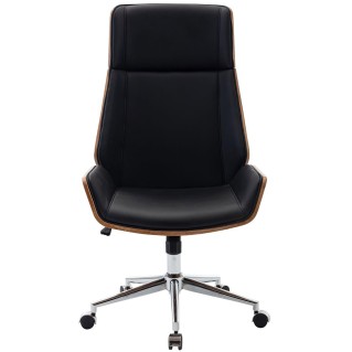 Silla de Oficina KINGSTON en Madera Nogal y Piel color Negro 2