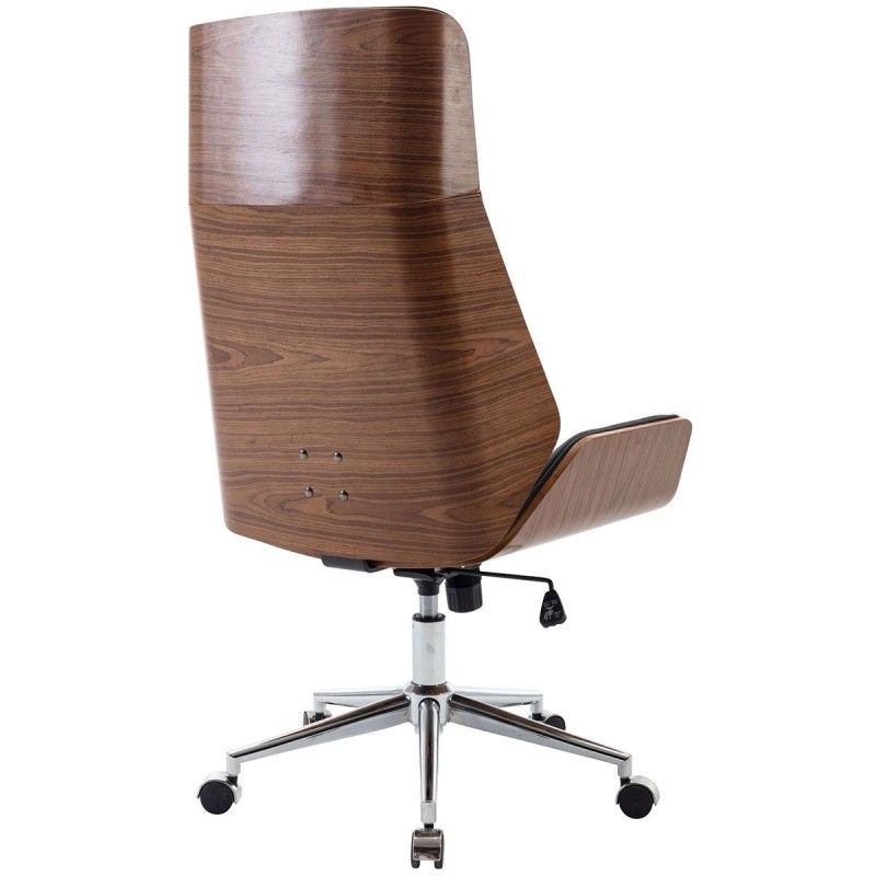Silla de Oficina KINGSTON en Madera Nogal y Piel color Negro