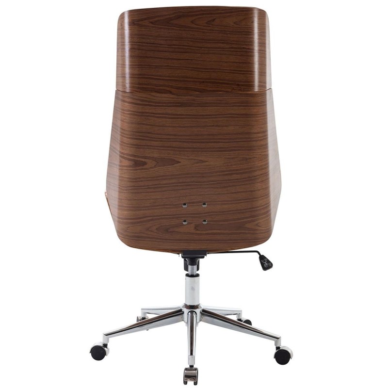 Silla de Oficina KINGSTON en Madera Nogal y Piel color Negro