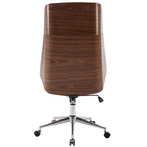 Silla de Oficina KINGSTON en Madera Nogal y Piel color Negro