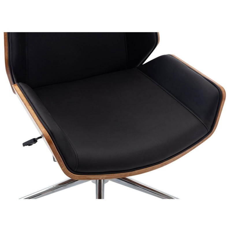 Silla de Oficina KINGSTON en Madera Nogal y Piel color Negro