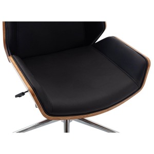 Silla de Oficina KINGSTON en Madera Nogal y Piel color Negro