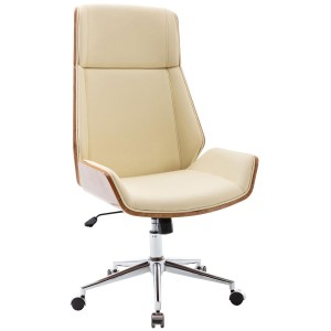 Silla de Oficina KINGSTON en Madera Nogal y Piel color Negro