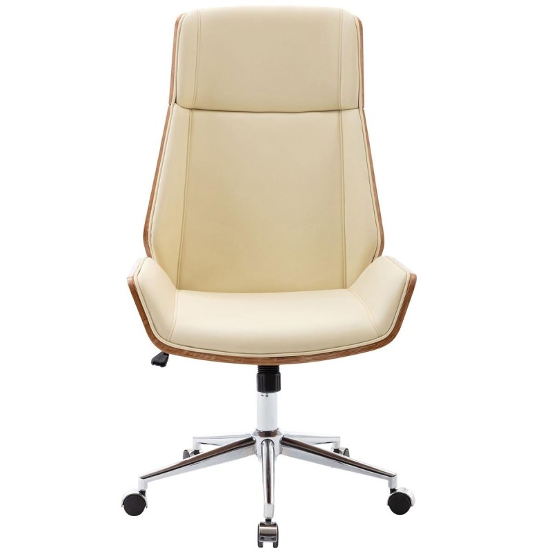 Silla de Oficina KINGSTON en Madera Nogal y Piel color Negro