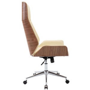 Silla de Oficina KINGSTON en Madera Nogal y Piel color Negro