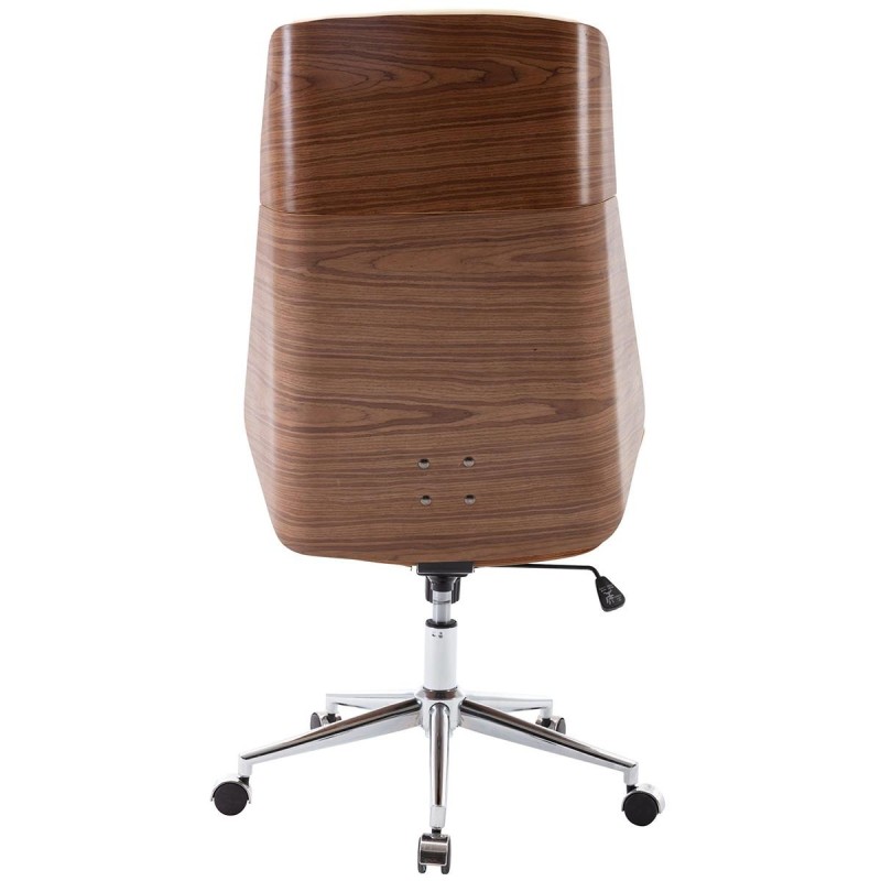 Silla de Oficina KINGSTON en Madera Nogal y Piel color Negro