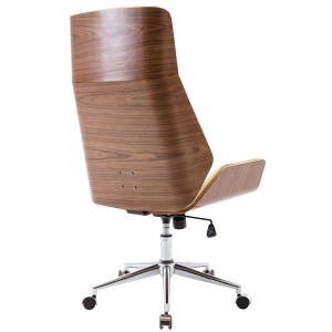 Silla de Oficina KINGSTON en Madera Nogal y Piel color Negro
