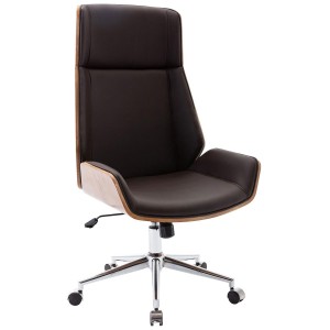 Silla de Oficina KINGSTON en Madera Nogal y Piel color Negro
