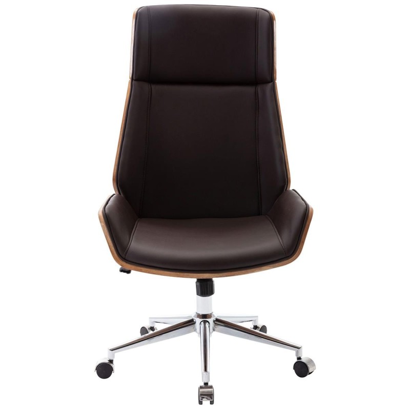 Silla de Oficina KINGSTON en Madera Nogal y Piel color Negro