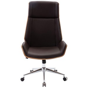 Silla de Oficina KINGSTON en Madera Nogal y Piel color Negro