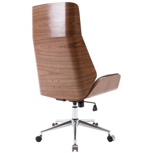 Silla de Oficina KINGSTON en Madera Nogal y Piel color Negro