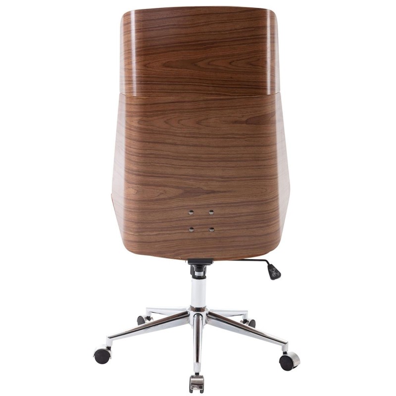 Silla de Oficina KINGSTON en Madera Nogal y Piel color Negro