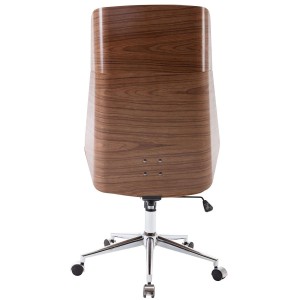 Silla de Oficina KINGSTON en Madera Nogal y Piel color Negro