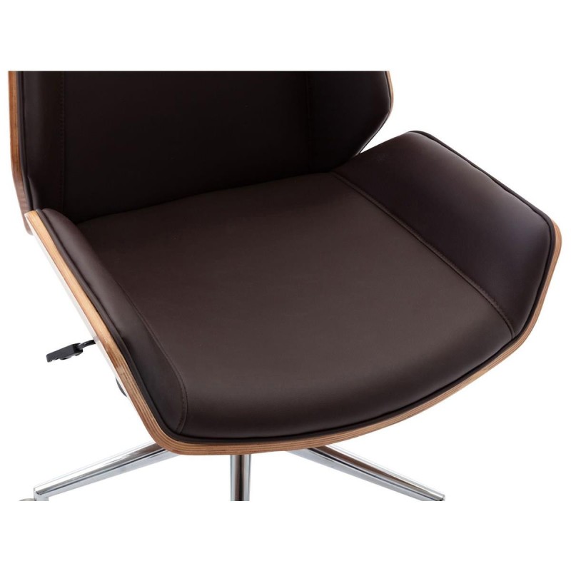 Silla de Oficina KINGSTON en Madera Nogal y Piel color Negro