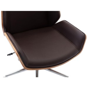 Silla de Oficina KINGSTON en Madera Nogal y Piel color Negro