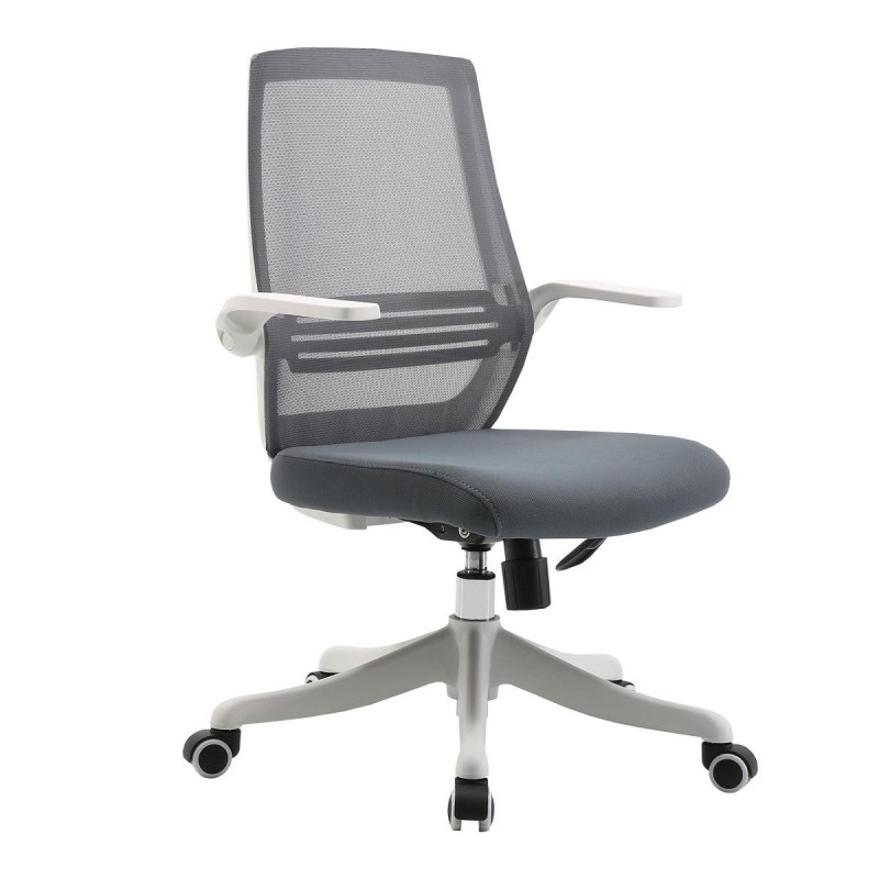 Silla de Oficina NEKKAR, brazos abatibles, blanco y negro