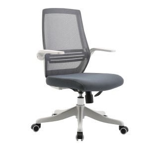 Silla de Oficina NEKKAR, brazos abatibles, blanco y negro