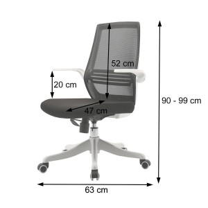 Silla de Oficina NEKKAR, brazos abatibles, blanco y negro
