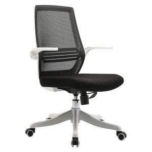 Silla de Oficina NEKKAR, brazos abatibles, blanco y negro