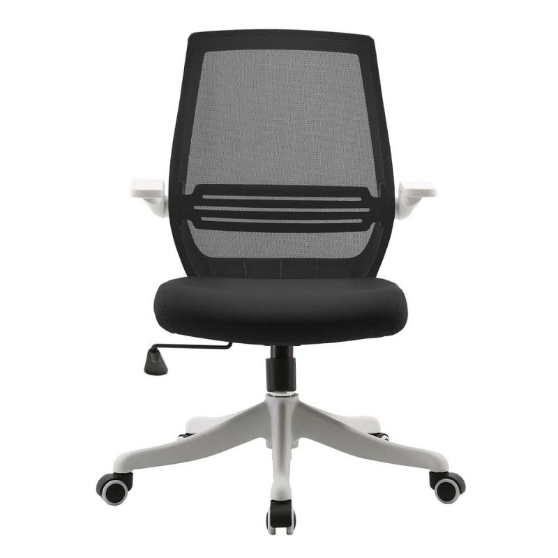 Silla de Oficina NEKKAR, brazos abatibles, blanco y negro
