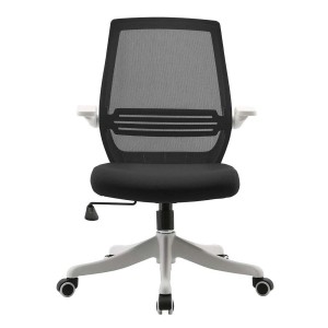 Silla de Oficina NEKKAR, brazos abatibles, blanco y negro