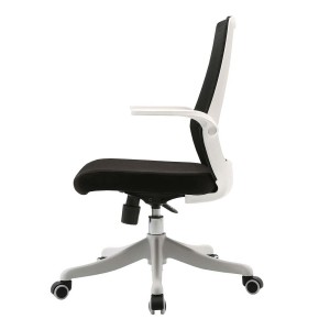 Silla de Oficina NEKKAR, brazos abatibles, blanco y negro