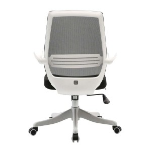 Silla de Oficina NEKKAR, brazos abatibles, blanco y negro