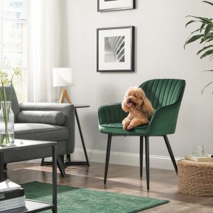 Silla de Confidente DONOVAN, Patas Negras, en Terciopelo Gris Oscuro