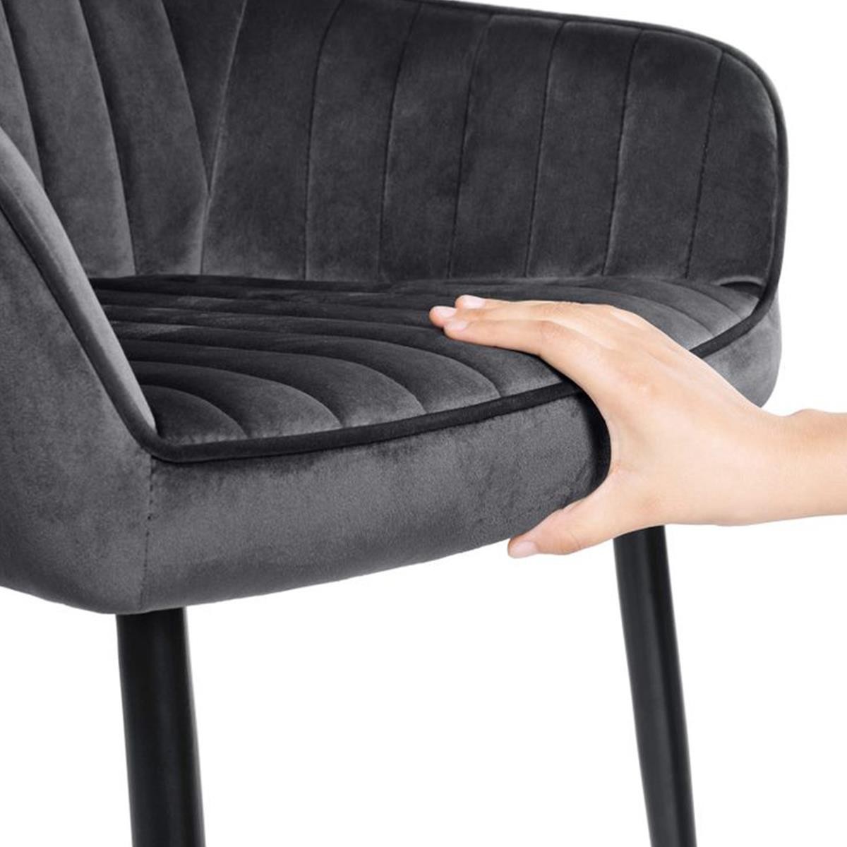 Silla de Confidente DONOVAN, Patas Negras, en Terciopelo Gris Oscuro