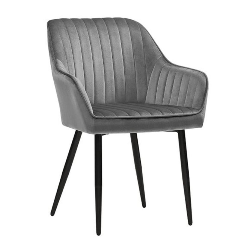 Silla de Confidente DONOVAN, Patas Negras, en Terciopelo Gris Oscuro
