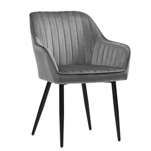 Silla de Confidente DONOVAN, Patas Negras, en Terciopelo Gris Oscuro