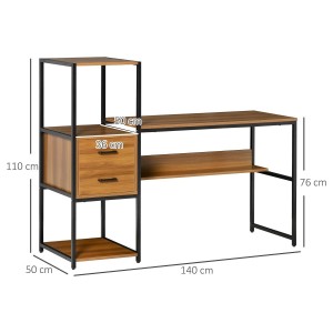 Mesa de Oficina ALHAMBRA, en Metal y Madera, color Negro y Nogal